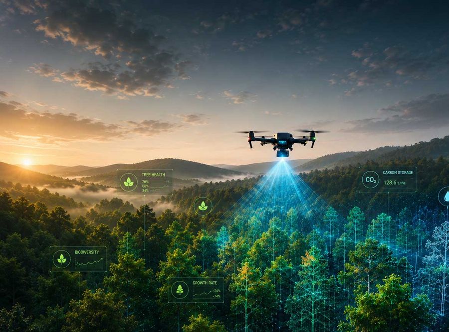 Wie Drohnen, LiDAR und KI aus Wäldern digitale Zwillinge machen Wie Drohnen, LiDAR und KI aus Wäldern digitale Zwillinge machen