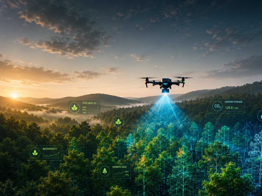 Wie Drohnen, LiDAR und KI aus Wäldern digitale Zwillinge machen Wie Drohnen, LiDAR und KI aus Wäldern digitale Zwillinge machen